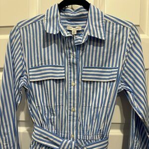 Free Assembly Blue and White Striped Long Sleeve Dress